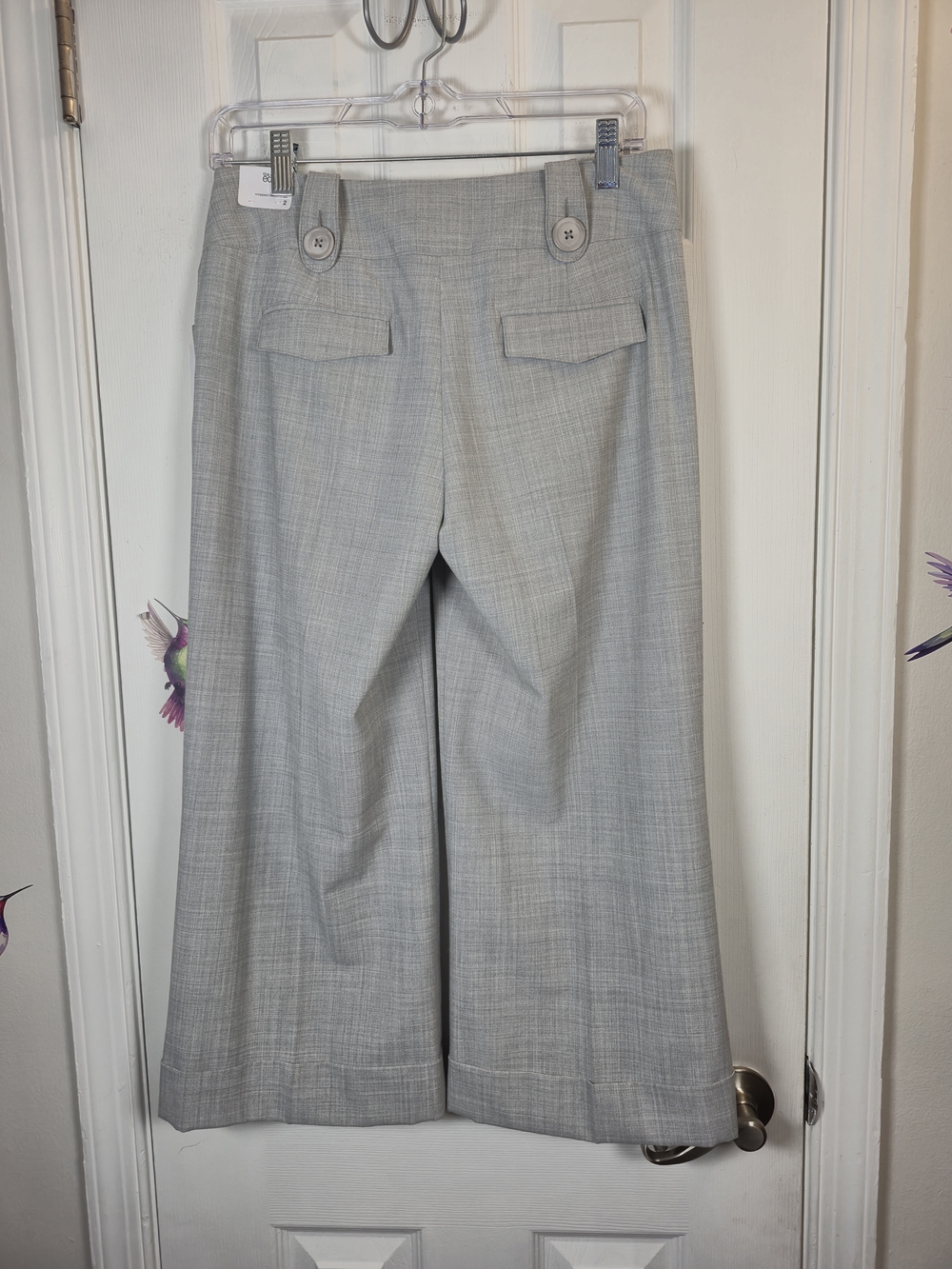 Express Design Studio The Editor Gray Y2K Wide Leg Cuffed Trousers Size 2 - Picture 2 of 6